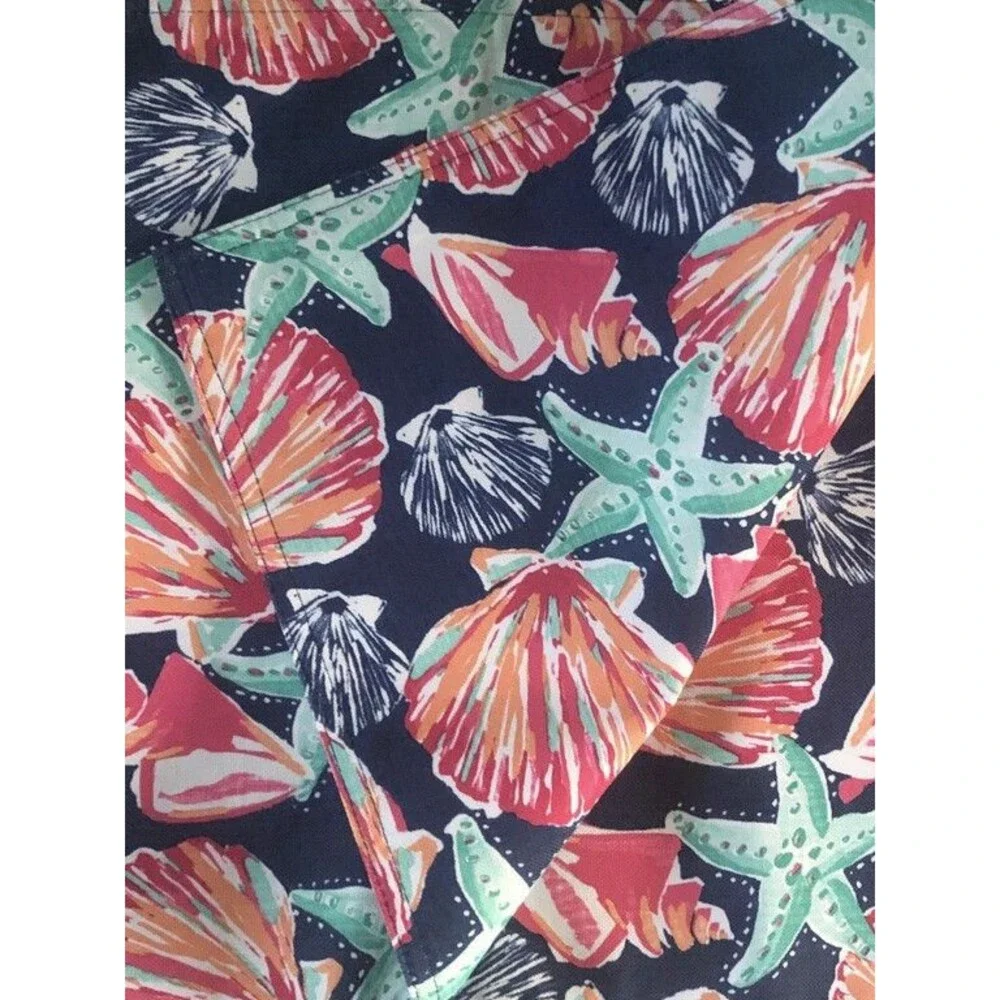 Sigrid Olsen Table Runner 15x90 Beach Seashells Reversible Indoor Outdoor Navy
